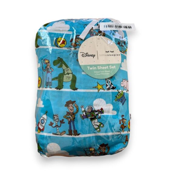 Little Sleepies Disney Pixar Toy Story Pals Blue Twin Sheet Set NIB - Picture 2 of 2